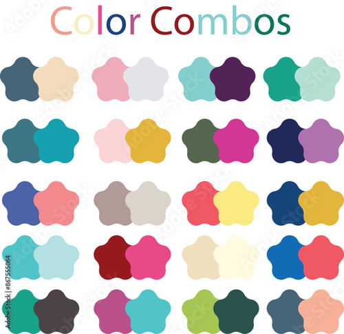 Collection of complementary color combinations for logos or other designs. Two color combinations set.