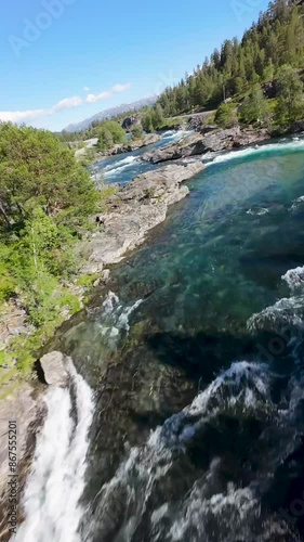river in the Norwegian mountains on a sunny day