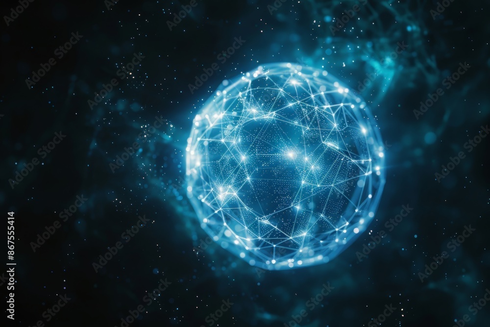 Glowing Digital Network Sphere Glowing Digital Network Sphere