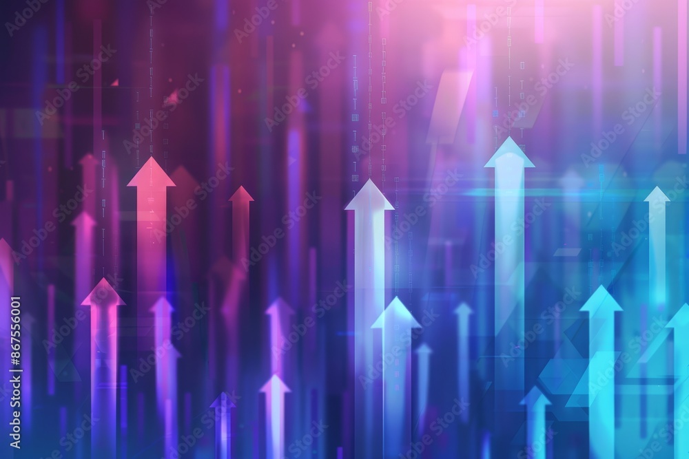 Digital background with gradient arrows symbolizing growth and progress trends in vibrant and energetic way Digital background with gradient arrows symbolizing growth and progress trends in vibrant and energetic way