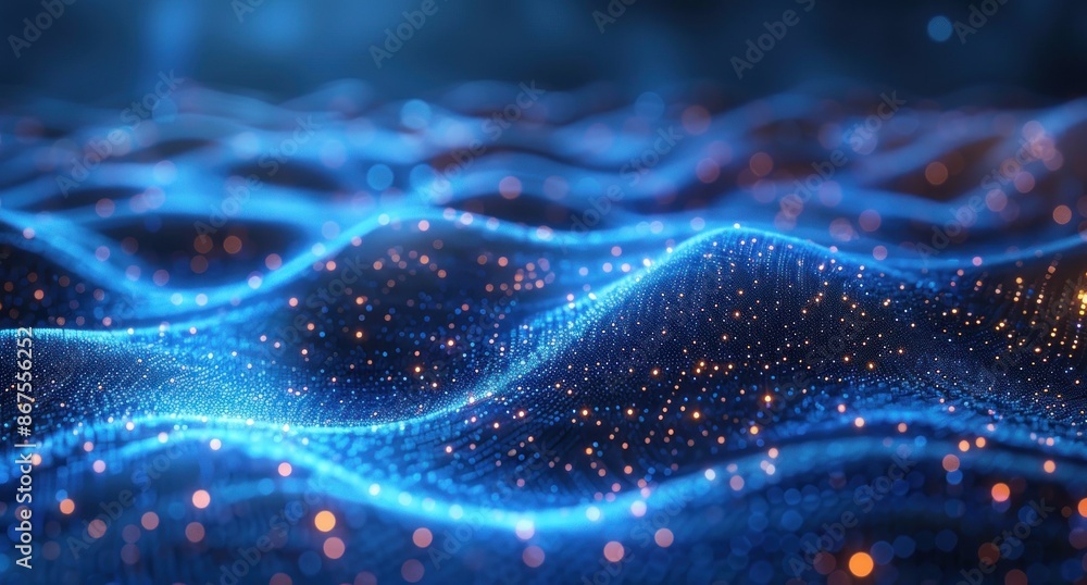 Abstract Blue and Orange Glowing Particle Wave Abstract Blue and Orange Glowing Particle Wave