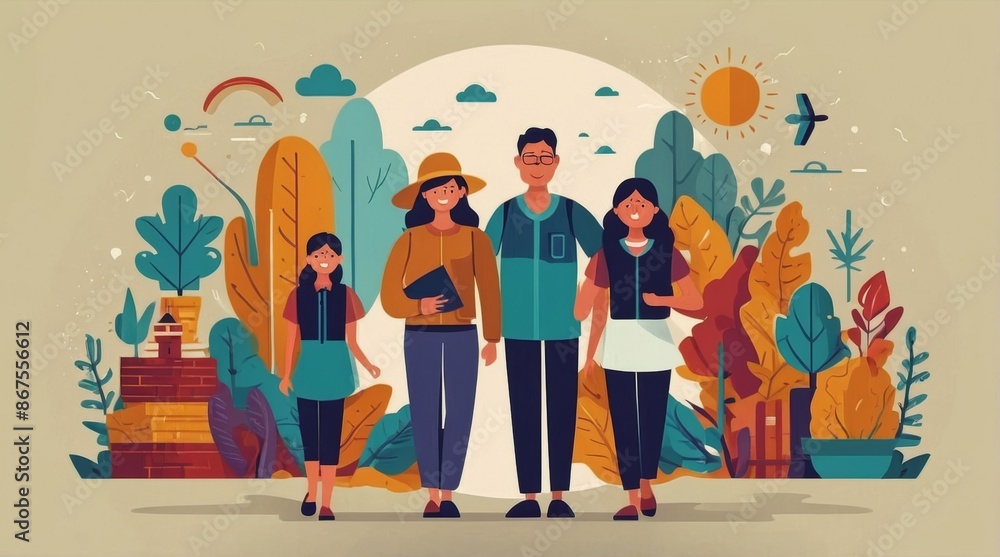 Obraz premium Global day of parents flat illustration