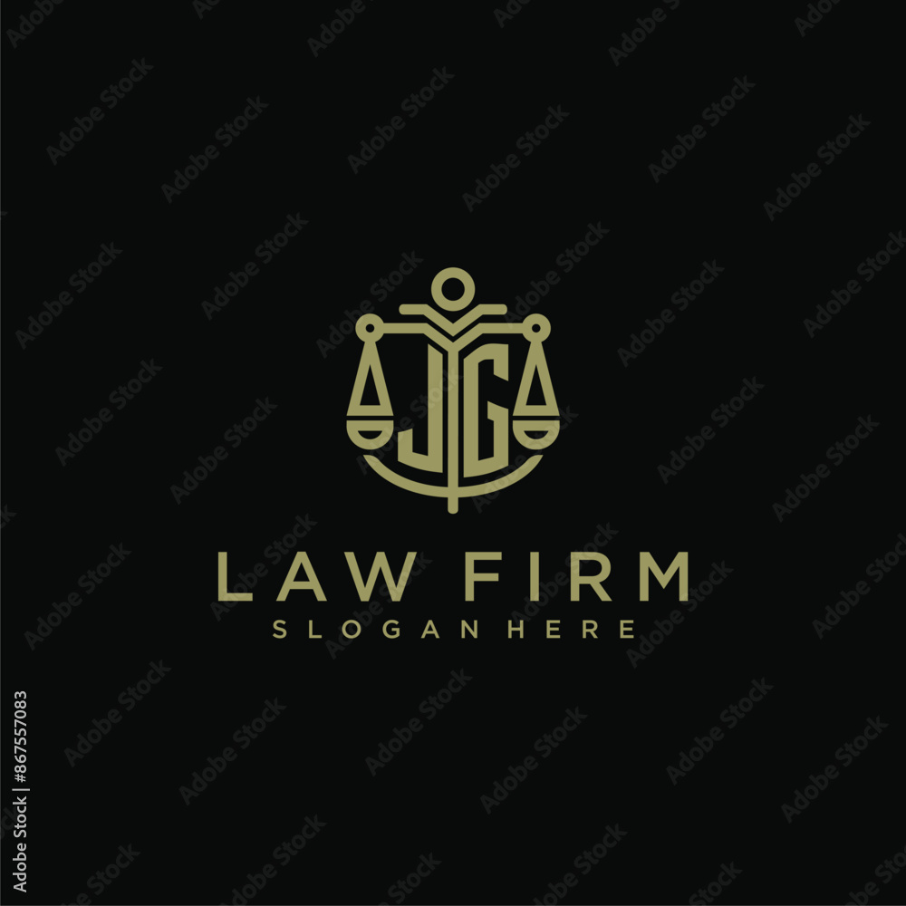 JG initial monogram logo for lawfirm with scale vector design JG initial monogram logo for lawfirm with scale vector design
