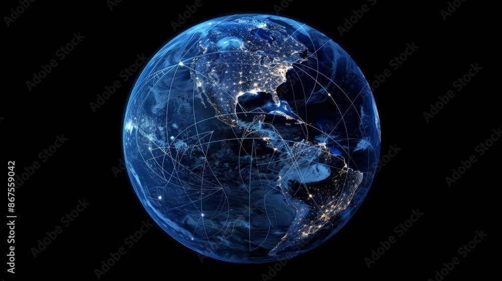Globe Illuminated with World Cities' Lights Globe Illuminated with World Cities' Lights