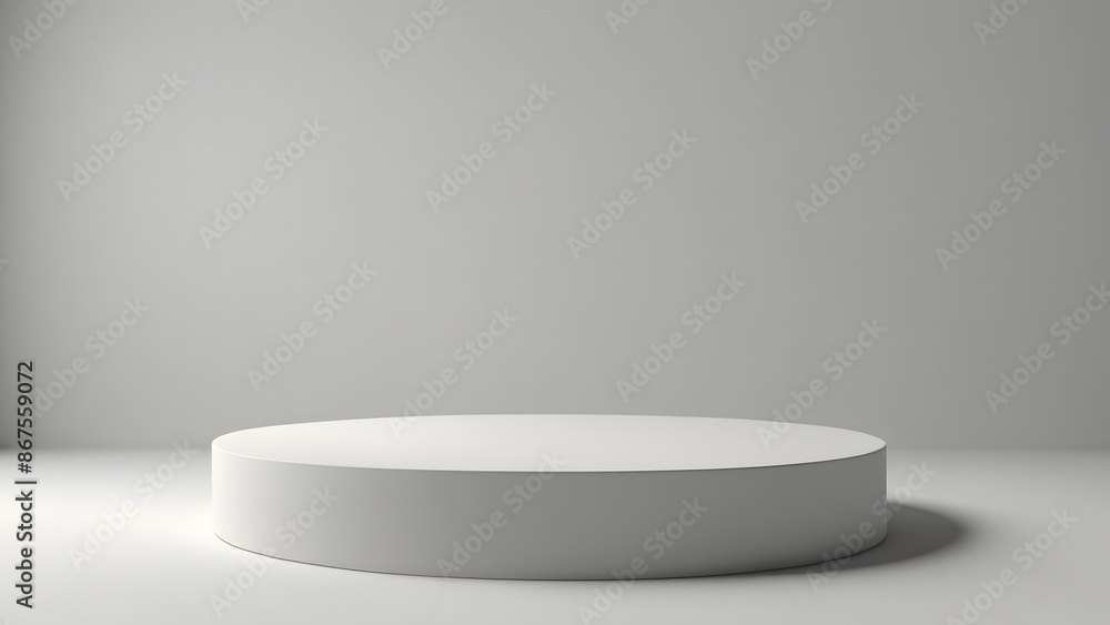 Empty white podium with white background for product presentation. Empty product placement isolated on white background. Empty white podium with white background for product presentation. Empty product placement isolated on white background.