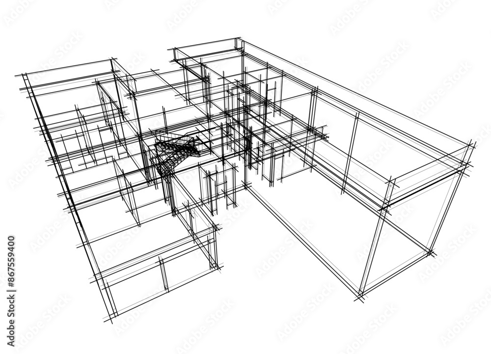 house building sketch architecture 3d illustration house building sketch architecture 3d illustration