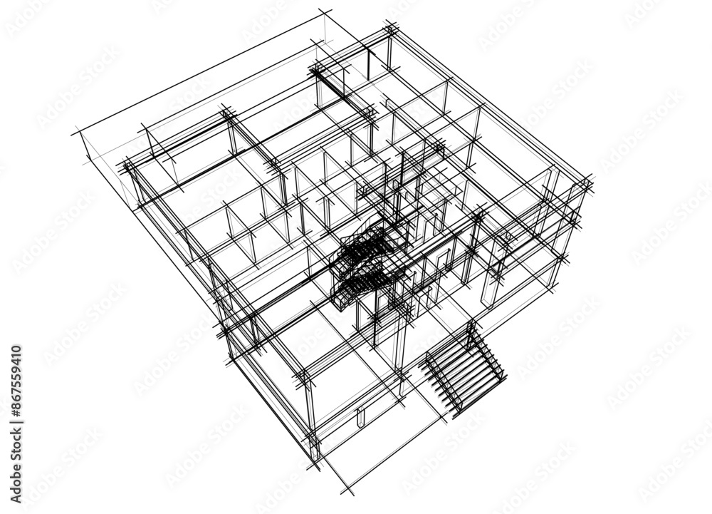 house building sketch architecture 3d illustration house building sketch architecture 3d illustration