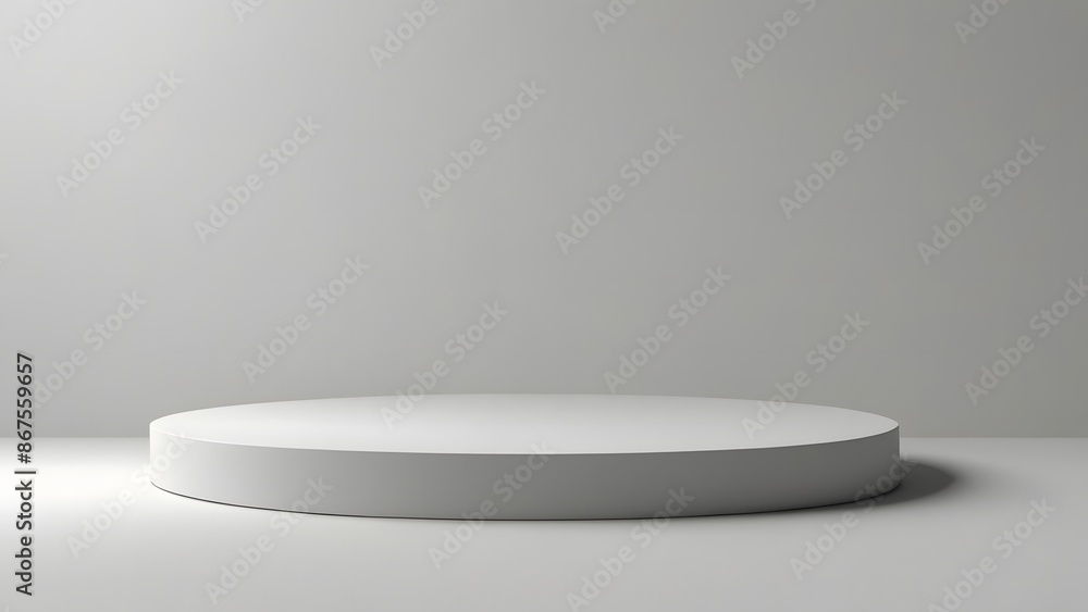 Empty white podium with white background for product presentation. Empty product placement isolated on white background. Empty white podium with white background for product presentation. Empty product placement isolated on white background.