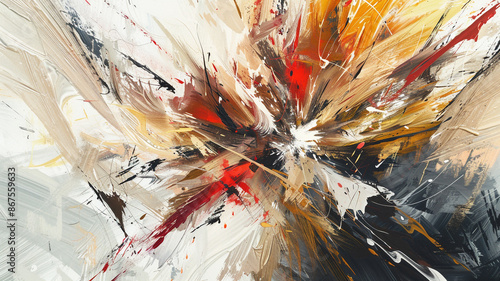 an artwork with large, gestural brushstrokes that convey a sense of power and intensity photo