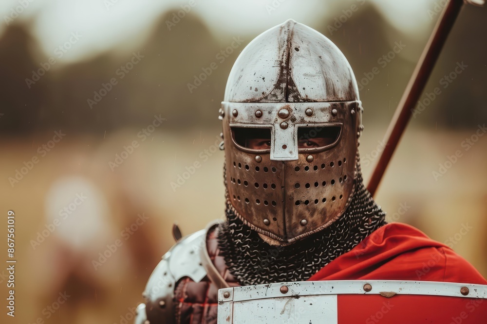 Naklejka premium Jousting lists enhanced by cyber technology for realistic training simulations