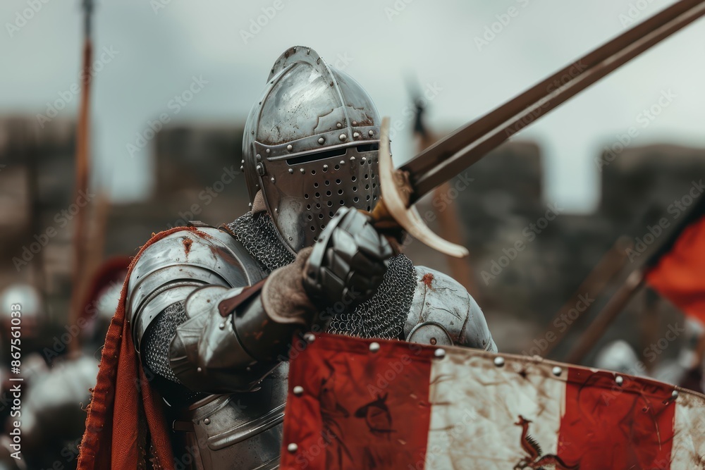 Naklejka premium Jousting lists enhanced by cyber technology for realistic training simulations