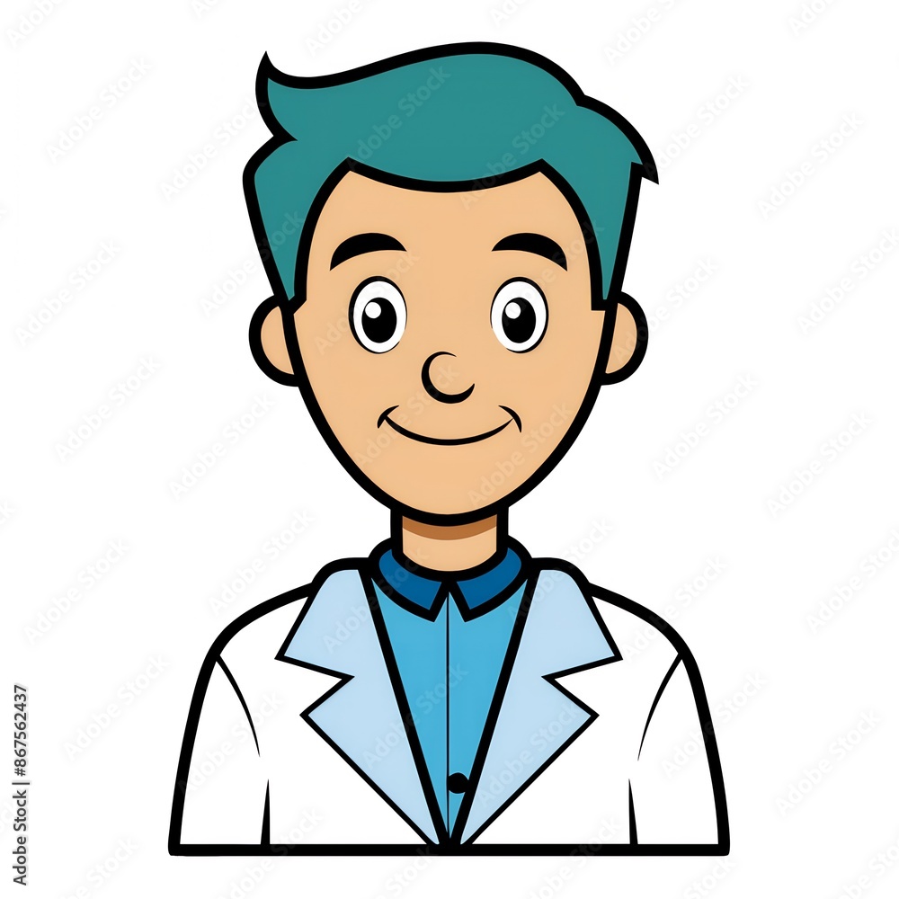 Doctor Cartoon Character, Half Body Icon. Doctor Cartoon Character, Half Body Icon.