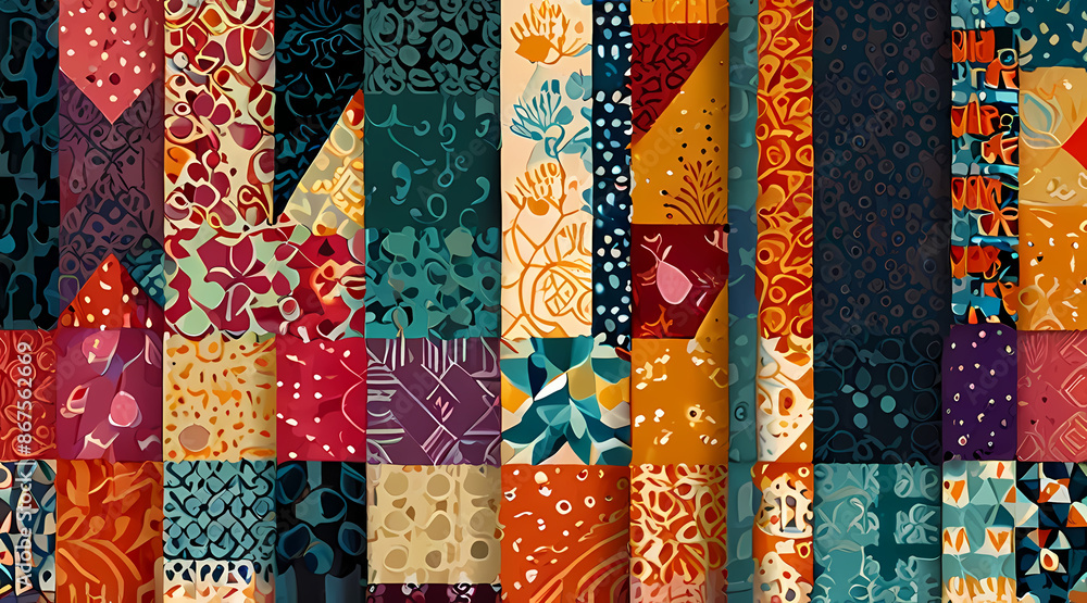 artstation - patchwork fabric Images High Quality... Create a vibrant patchwork quilt illustration using a mix of ...