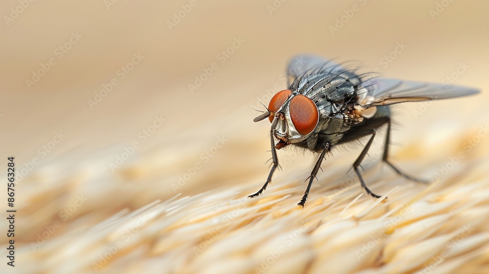 Housefly landing on a fresh loaf of bread, high detail, neutral tones, watercolor effect Housefly landing on a fresh loaf of bread, high detail, neutral tones, watercolor effect