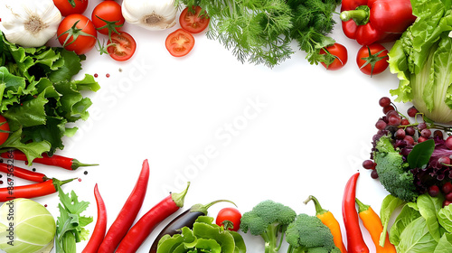 vegetables border frame isolated on white background