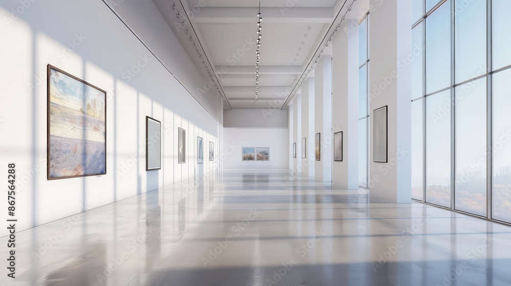Modern Art Gallery Interior with Natural Light Modern Art Gallery Interior with Natural Light