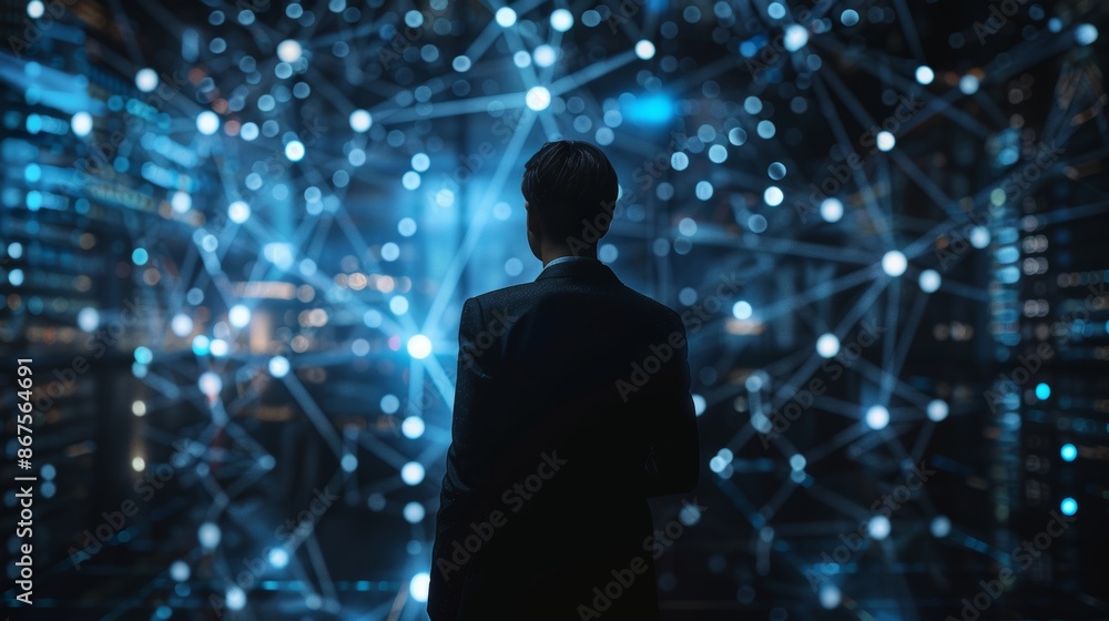 Digital Visionary Business Analyst Engaging with Futuristic Network Connections for Strategic Insights and Growth Opportunities Digital Visionary Business Analyst Engaging with Futuristic Network Connections for Strategic Insights and Growth Opportunities