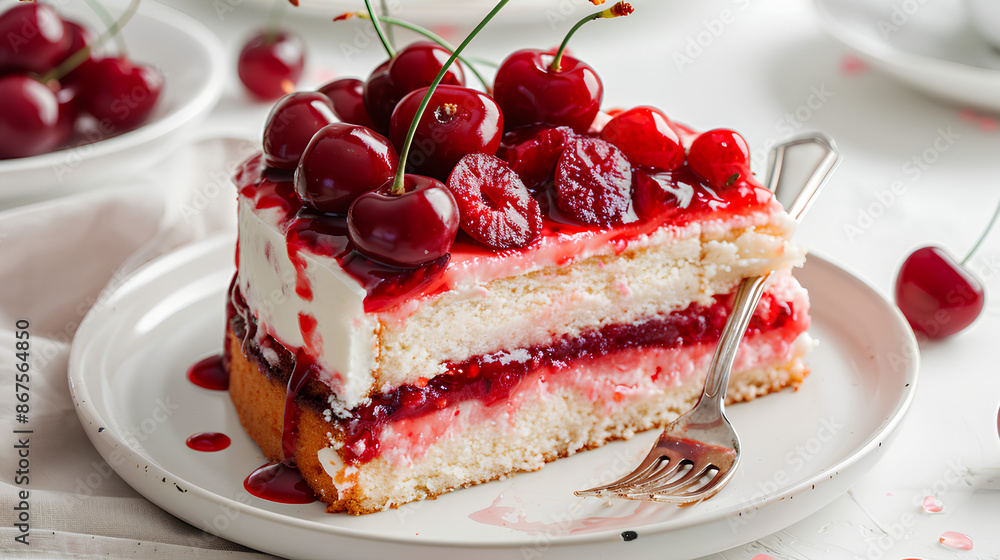 Delicious cherry cake on white plate
Delicious cherry cake on white plate
