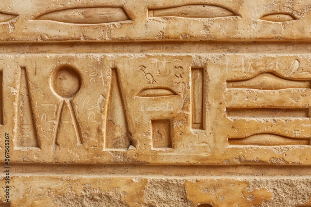 Ancient Egyptian Hieroglyphic Wall Relief: Artifacts and Symbols Ancient Egyptian Hieroglyphic Wall Relief: Artifacts and Symbols