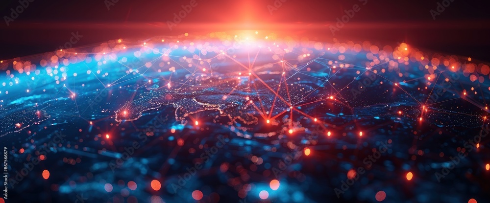 Fototapeta premium Global Network Connections - A Visual Representation of Digital Interconnectivity