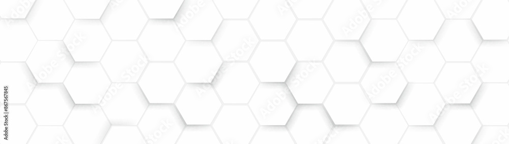 Abstract white hexagon geometric pattern background. Futuristic digital high-technology banner. Vector illustration Abstract white hexagon geometric pattern background. Futuristic digital high-technology banner. Vector illustration