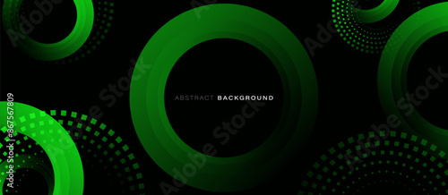 Abstract background with green circle geometric lines. Modern minimal trendy lines pattern horizontal. Vector illustration