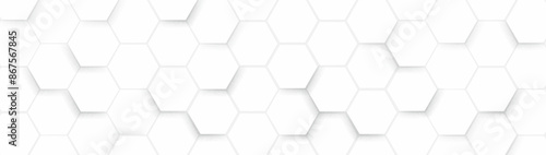 Abstract white hexagon geometric pattern background. Futuristic digital high-technology banner. Vector illustration