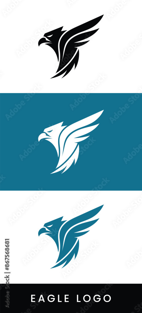 Eagle hunting. Eagle with negative space on white background. Vector illustration. Eagle hunting. Eagle with negative space on white background. Vector illustration.