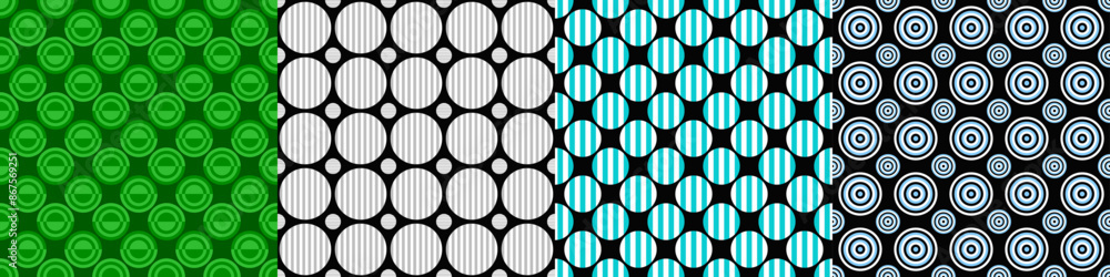 Fototapeta premium Seamless geometric threetone pattern set