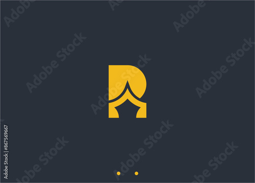 letter r with tent party logo design vector silhouette illustration