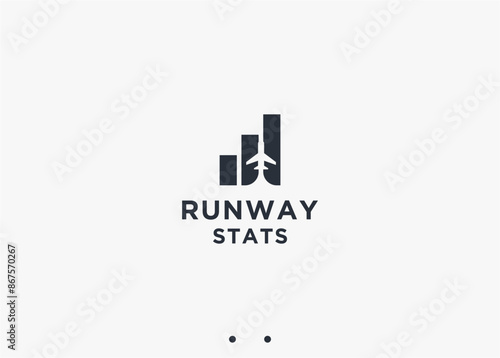 plane with chart logo design vector silhouette illustration