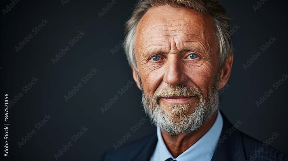Fototapeta premium Confident Senior Businessman with Beard, Professional Portrait with Dark Background 