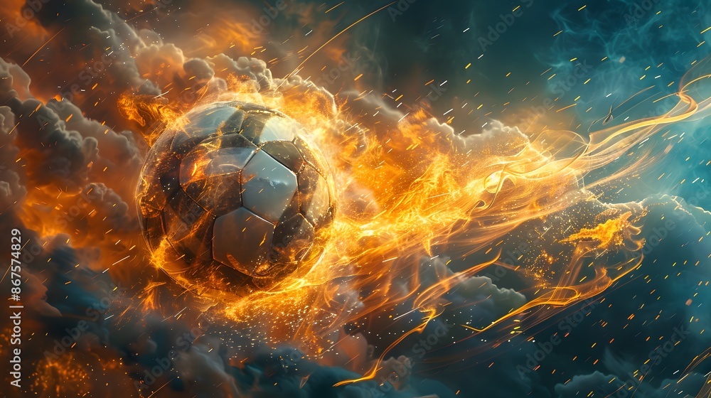 Fototapeta premium Soccer Ball on Fire.