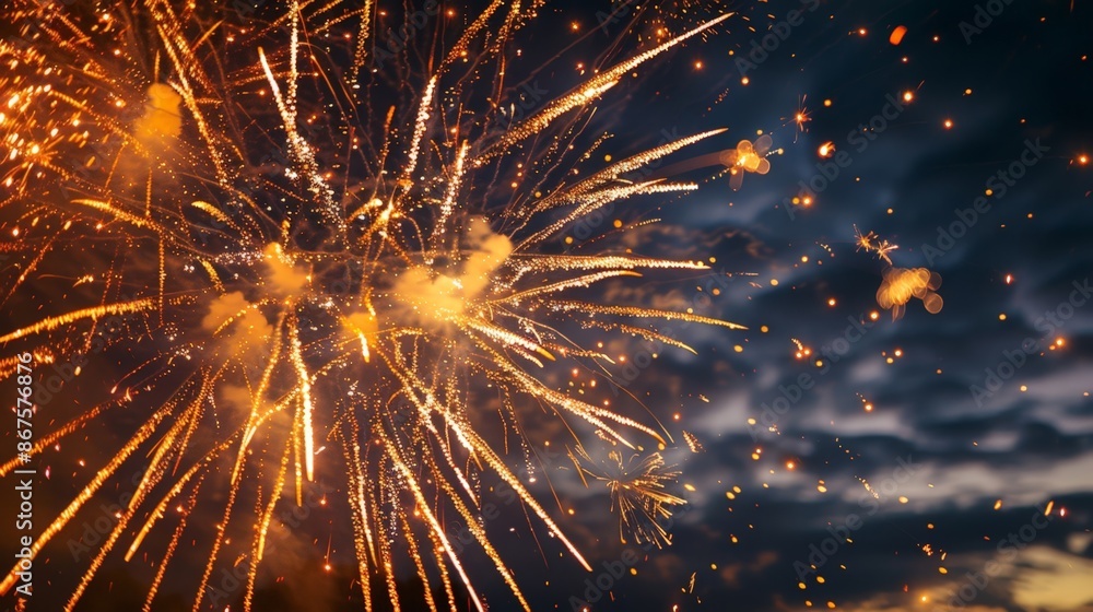 Fototapeta premium Vibrant Fireworks Display Against Night Sky