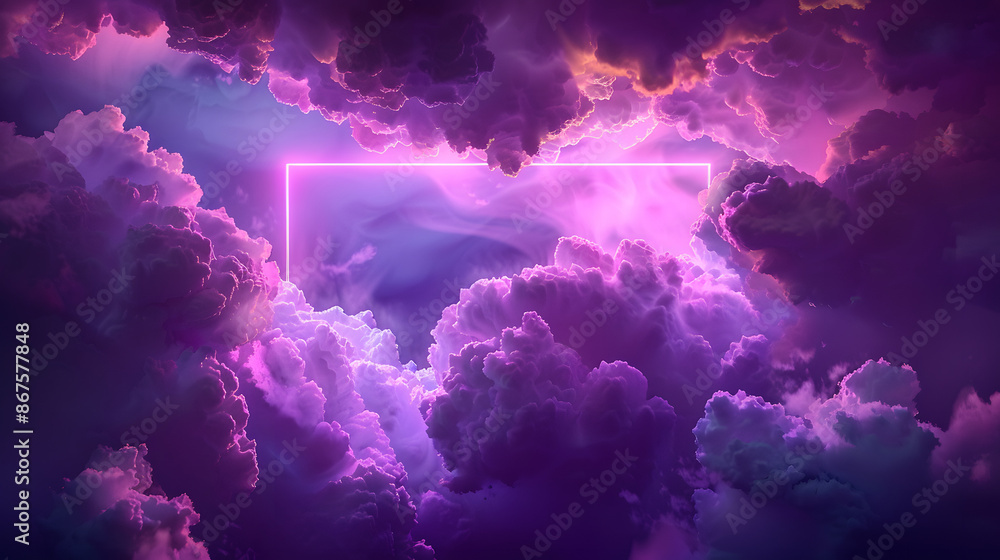 Neon Magenta Light Illuminating Abstract Cloudscape. Concept Abstract Cloudscape, Neon Magenta Light, Illuminating, Vibrant Atmosphere, Unique Perspective Neon Magenta Light Illuminating Abstract Cloudscape. Concept Abstract Cloudscape, Neon Magenta Light, Illuminating, Vibrant Atmosphere, Unique Perspective