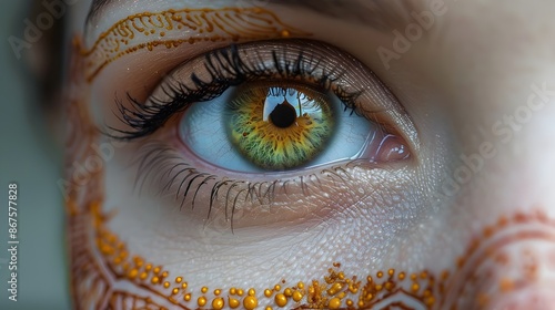 Intricate Henna Eye Design with Ornamental Patterns photo