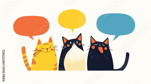 Cat Talk Vector Logo Design Template flat vector style
