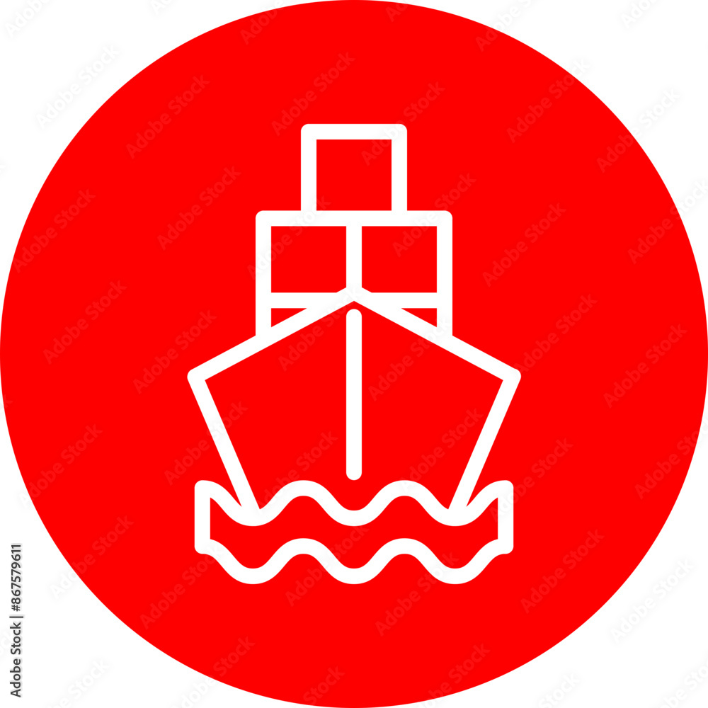 Cargo ship Vector Line White Circle Red Cargo ship Vector Line White Circle Red