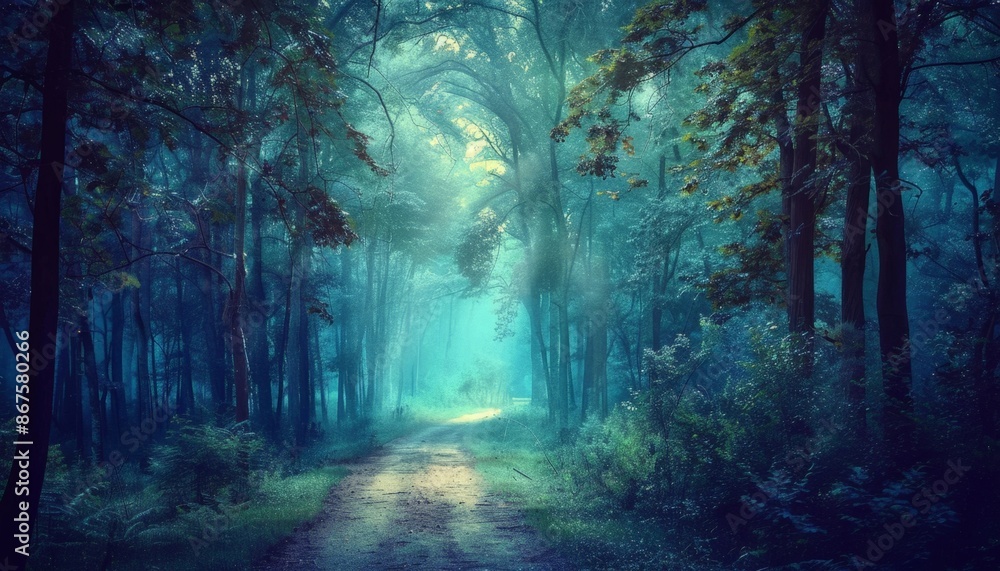 Obraz premium Mystical Forest Path at Dusk