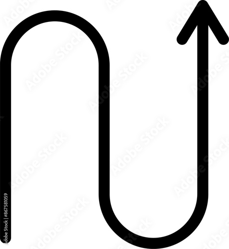The S-shaped arrow icon in linear style. Vector.