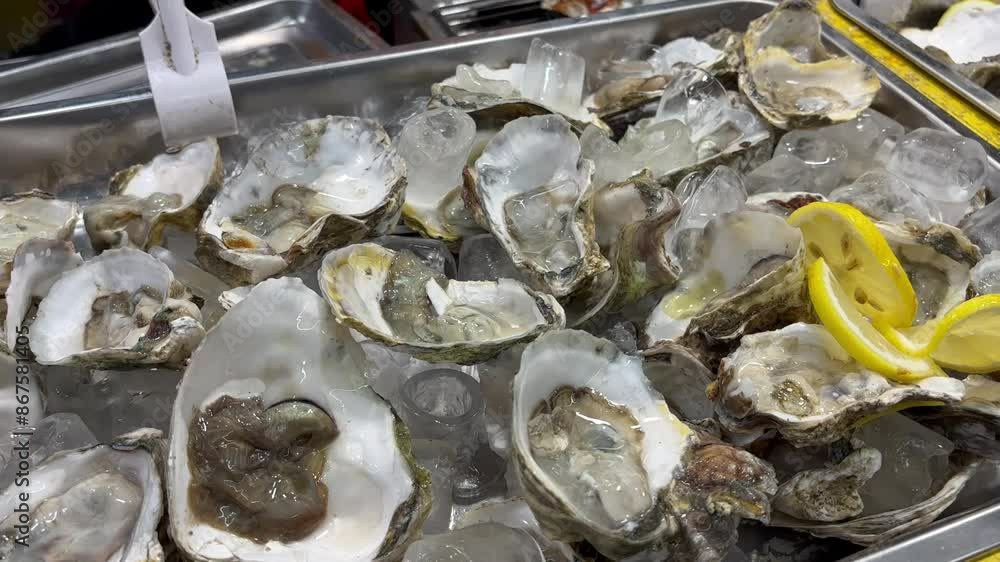 Very delicious oysters street food appearance Very delicious oysters street food appearance