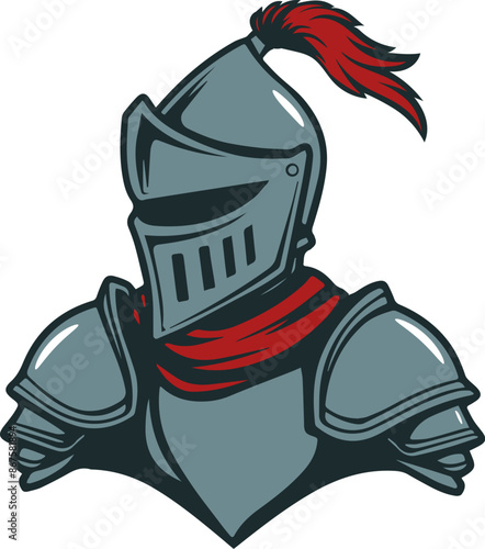 Medieval knight in armor mascot. Vector.