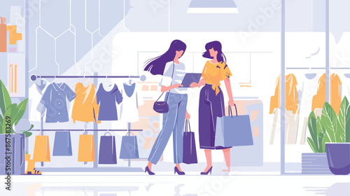 Caucasian women walking in the store 