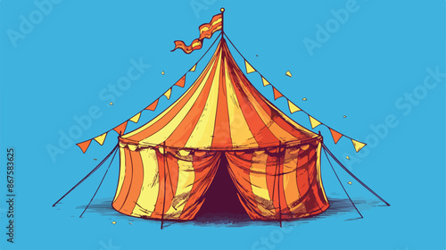 Circus tent vector sketch icon isolated on background