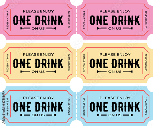 One Drink Coupon Set With Different Colors