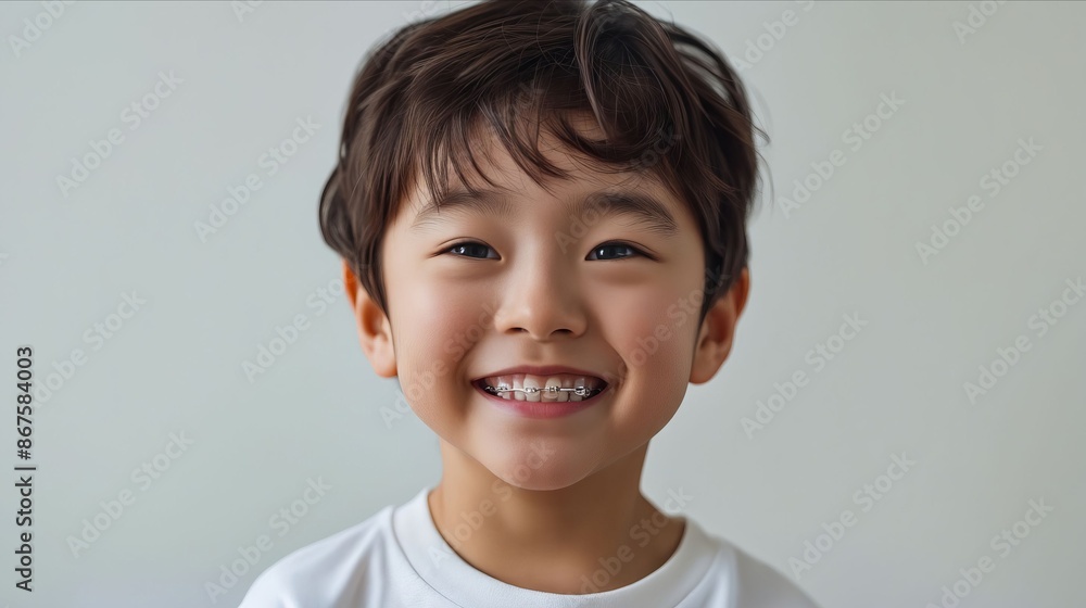 A young boy smiling with his teeth showing. A young boy smiling with his teeth showing.