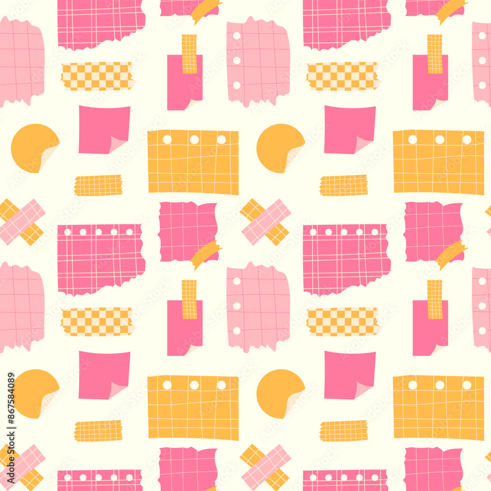 Stickers for notes seamless pattern on a light background. Paper notes for planner, diary, notepad Stickers for notes seamless pattern on a light background. Paper notes for planner, diary, notepad