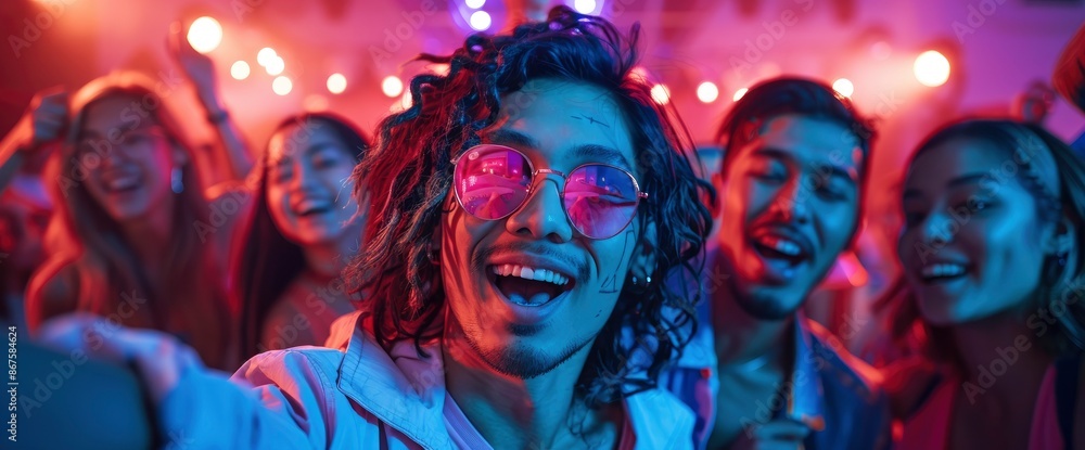 Obraz premium Group Of Young, Diverse Millennial Asian Friends And Lgbtqia People Dancing Together