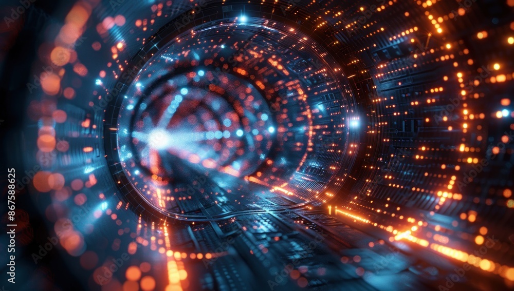 Sci-Fi Tunnel with Glowing Lights Sci-Fi Tunnel with Glowing Lights