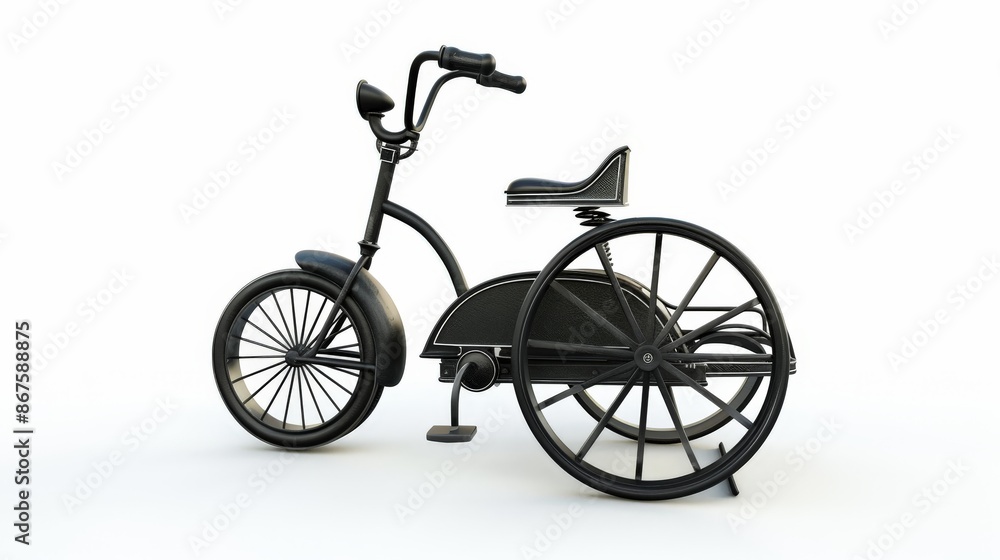 Fototapeta premium Tricycle black ornament isolated background.